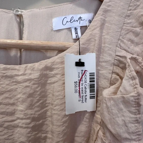 Ruffled Cream Midi Dress - Picture 3 of 3